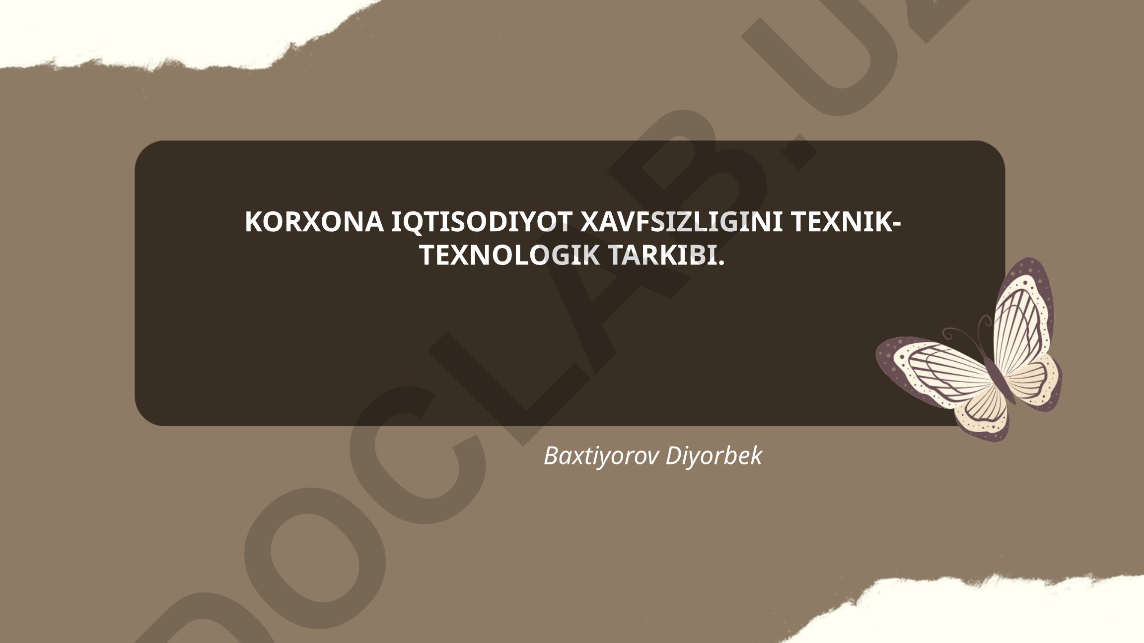 Korxona iqtisodiyot xavfsizligini texnik-texnologik tarkibi