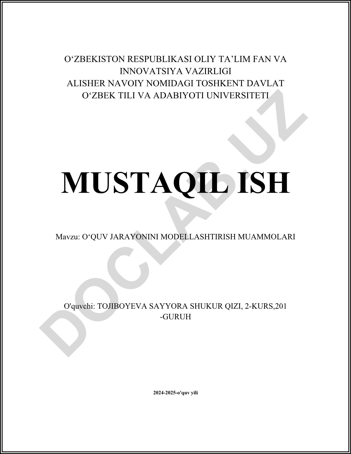 Oʻquv jarayonini modellashtirish muammolari