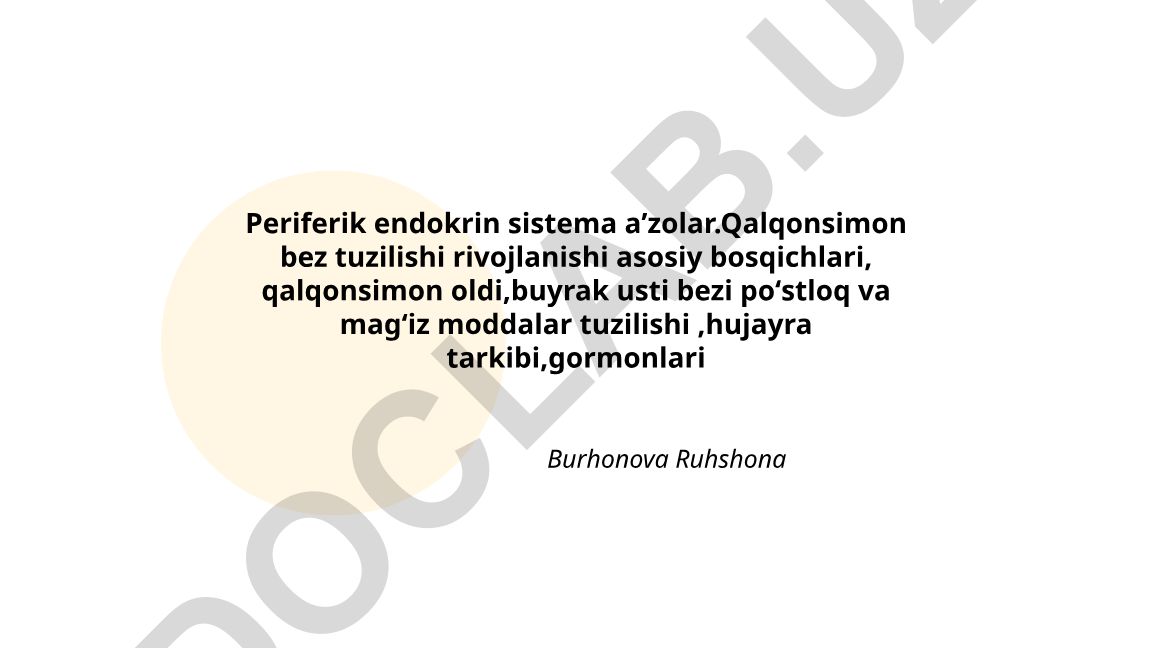 Periferik endokrin sistema aʼzolari: qalqonsimon bez va buyrak usti bezi