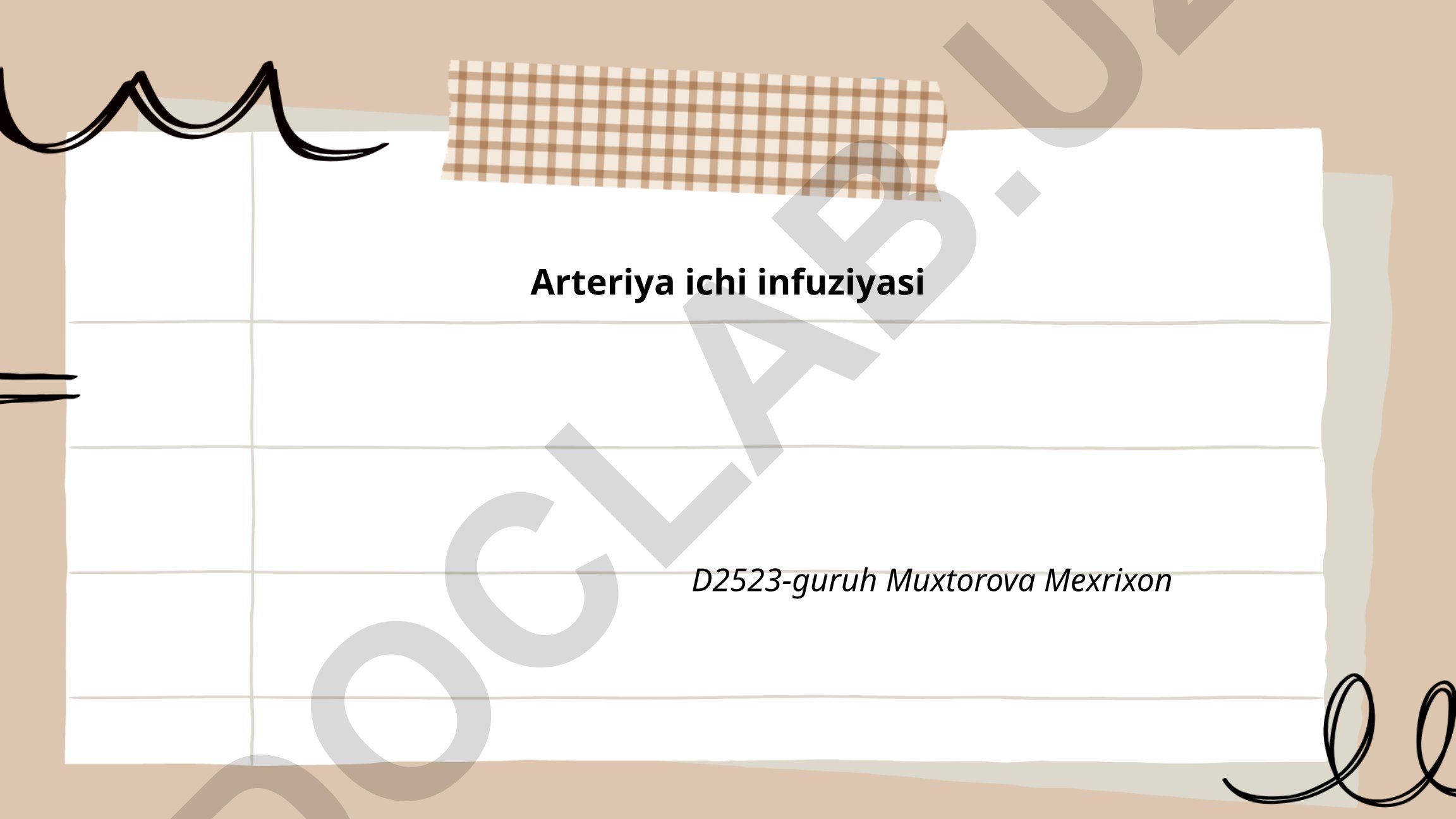 Arteriya ichi infuziyasi texnikasi va usullari
