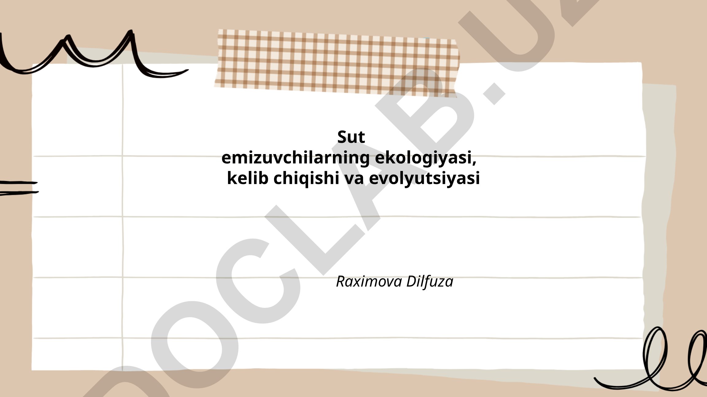 Sut emizuvchilarning ekologiyasi, kelib chiqishi va evolyutsiyasi