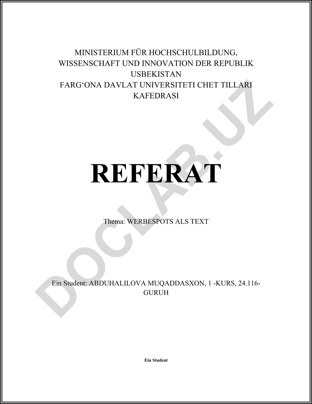 WERBESPOTS ALS TEXT