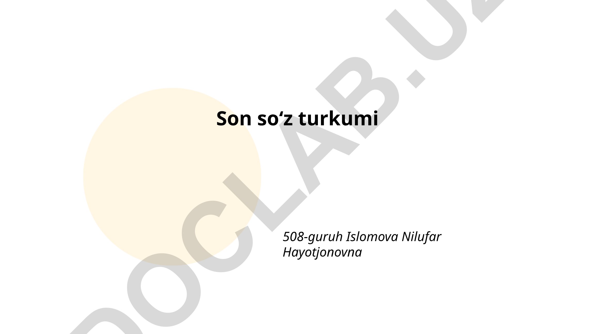 Son soʻz turkumi va uning turlari
