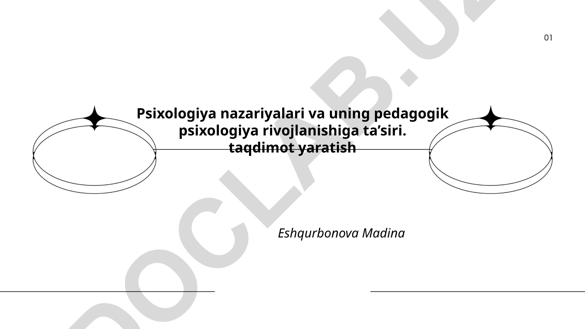 Psixologiya nazariyalari va uning pedagogik psixologiya rivojlanishiga ta'siri