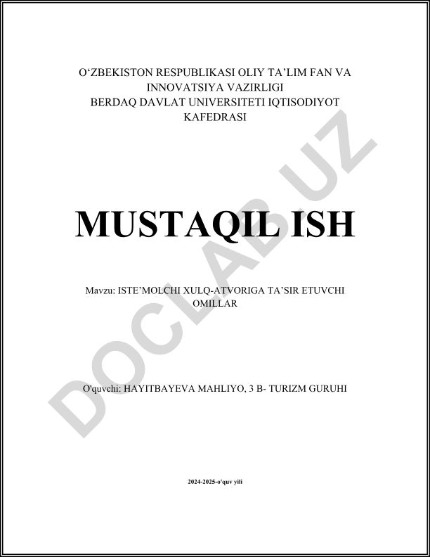 Iste'molchi xulq-atvoriga ta'sir etuvchi omillar