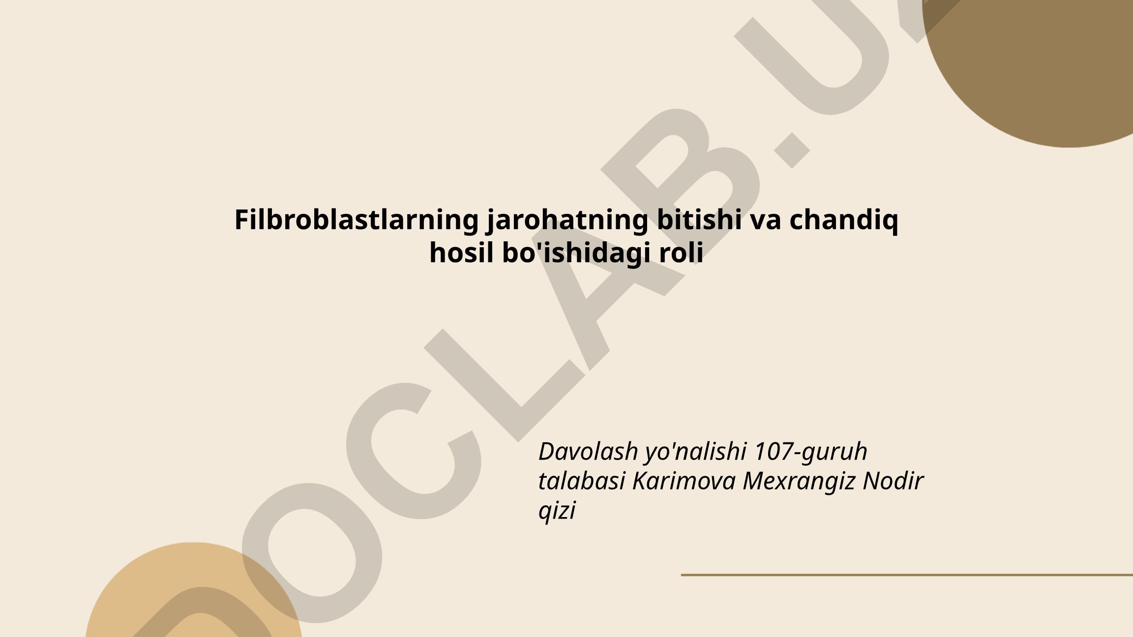 Fibroblastlarning jarohat bitishi va chandiq hosil bo'lishidagi roli