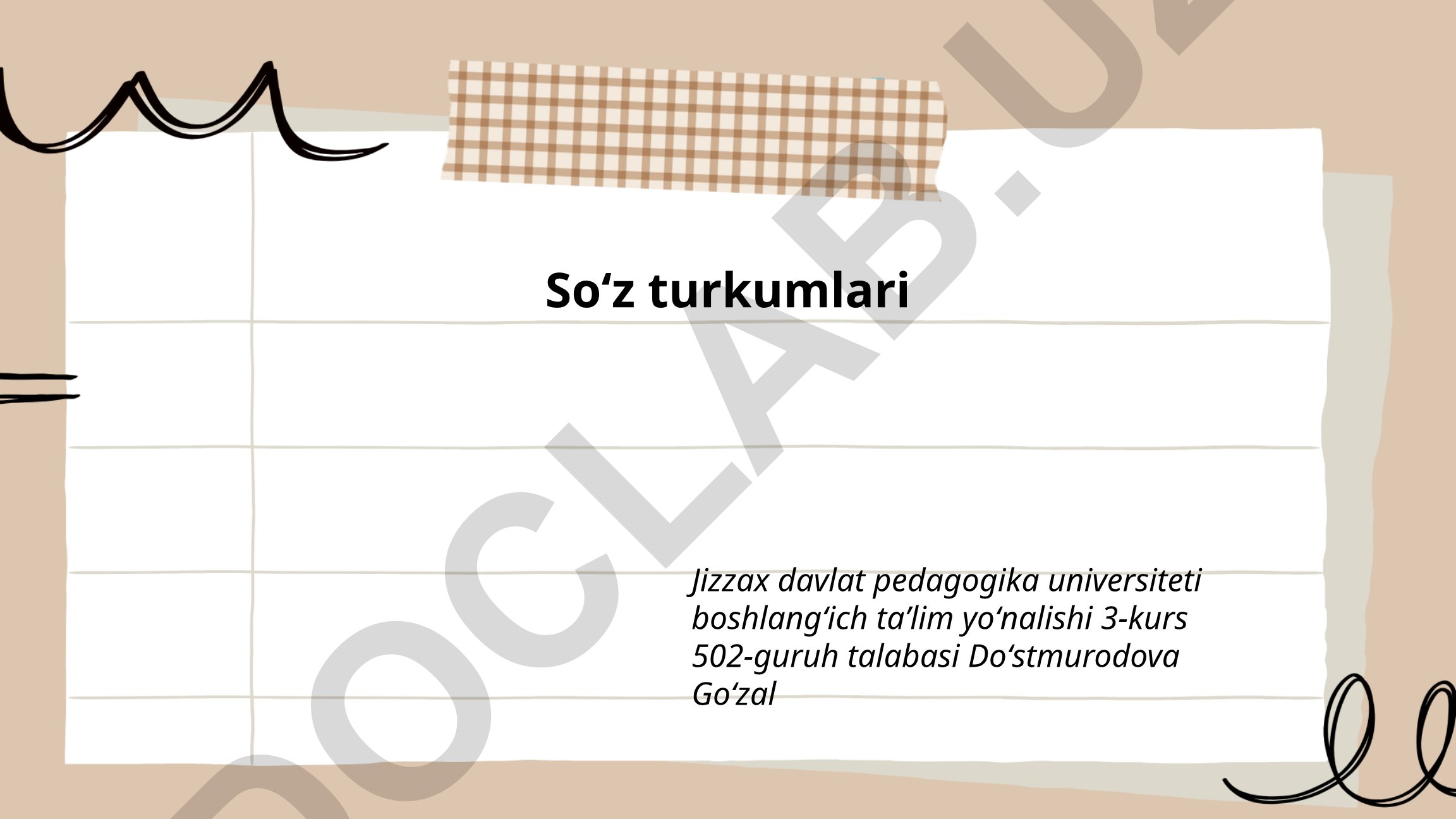 Soʻz turkumlari va otlar haqida