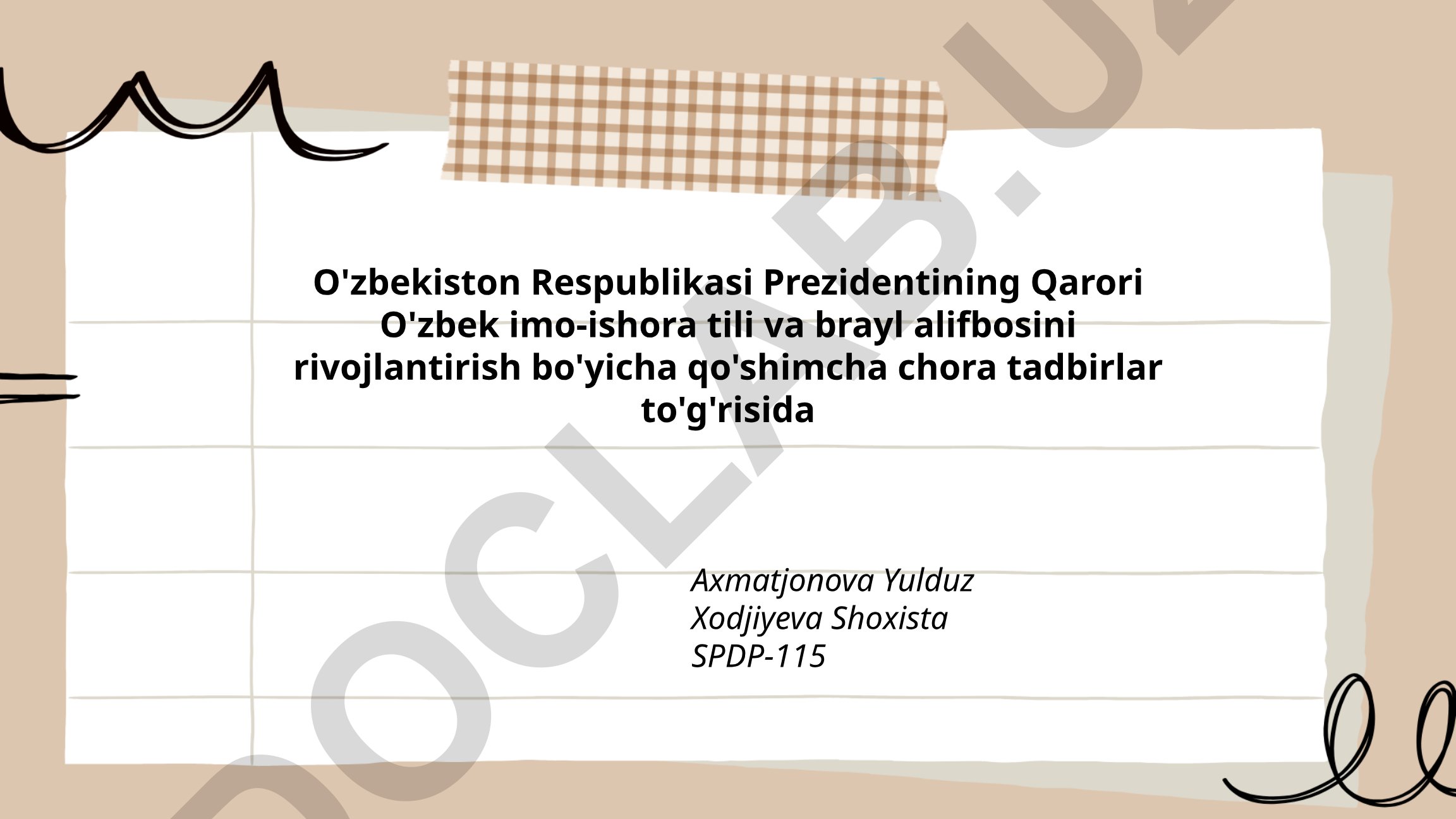 O'zbek imo-ishora tili va brayl alifbosini rivojlantirish strategiyasi