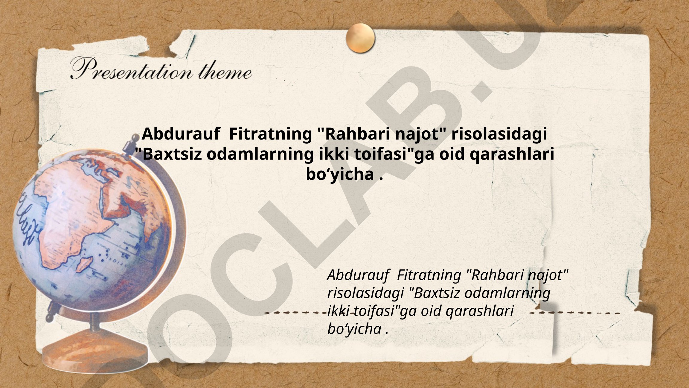 Abdurauf Fitratning "Rahbari najot" risolasidagi "Baxtsiz odamlarning ikki toifasi"ga oid qarashlari