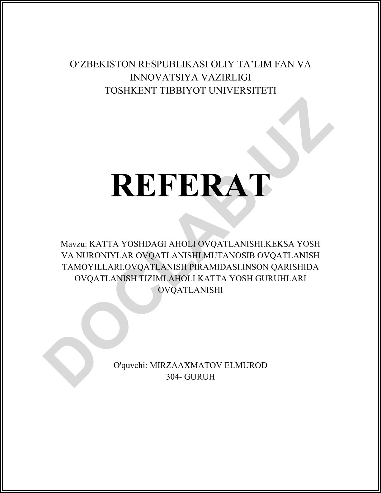 Katta yoshdagi aholi ovqatlanishi va mutanosib ovqatlanish tamoyillari