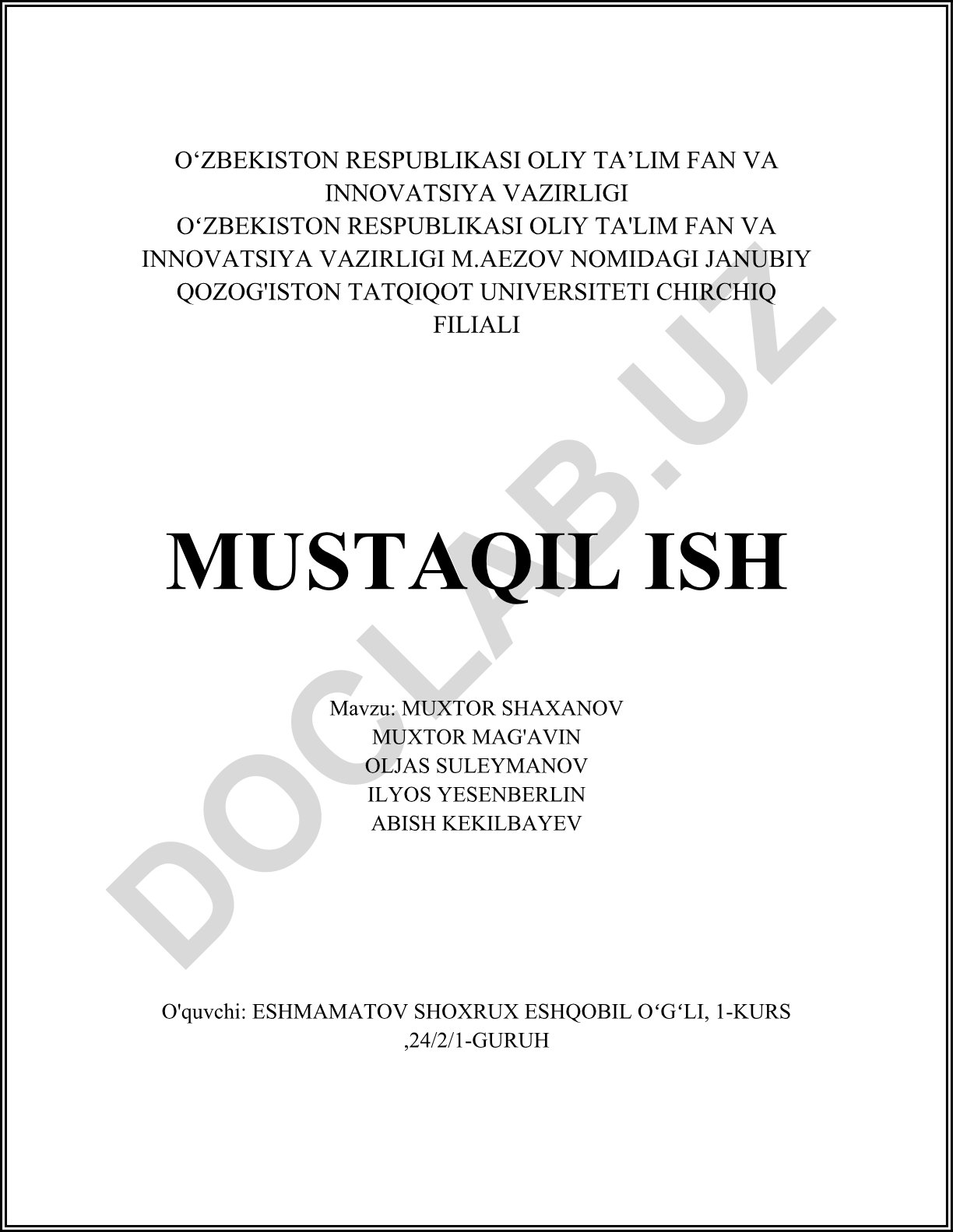 Muxtor Shoxonov ijodi va markaziy mavzulari