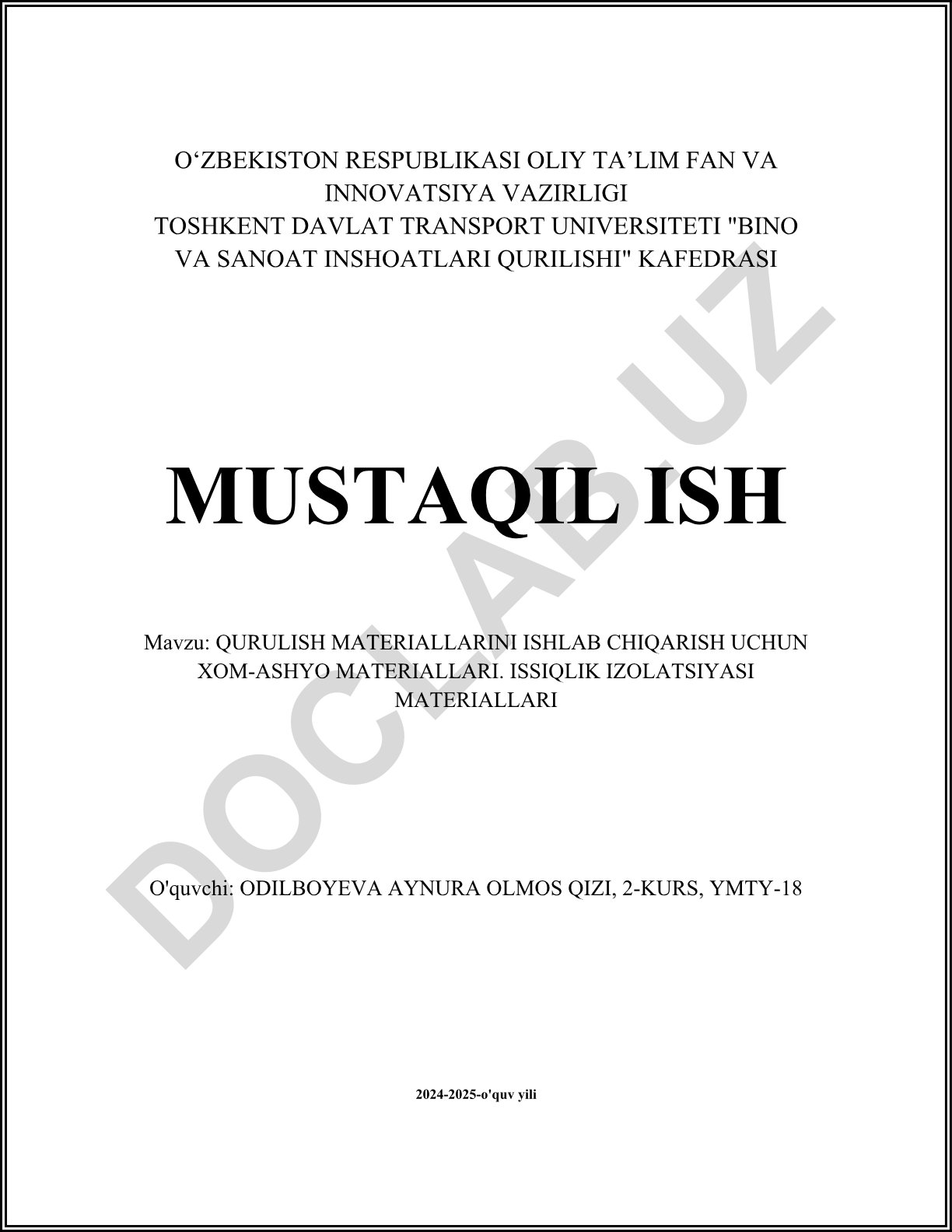 Qurilish materiallarini ishlab chiqarish uchun xom-ashyo materiallari. Issiqlik izolatsiyasi materiallari