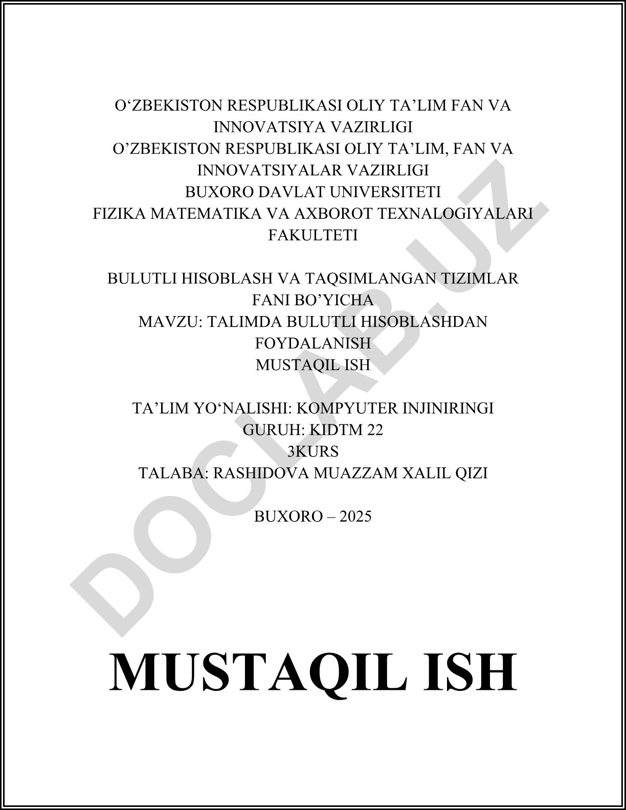 Talimda bulutli hisoblashtan foydalanish