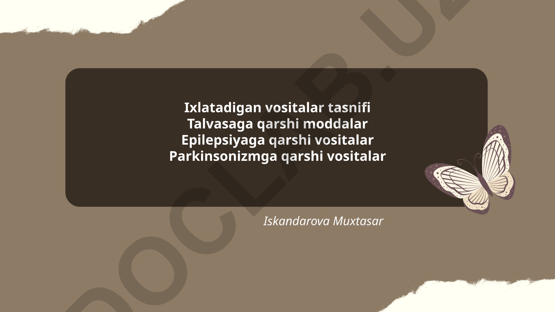 Talvasaga qarshi moddalar tasnifi va ta'sir mexanizmlari