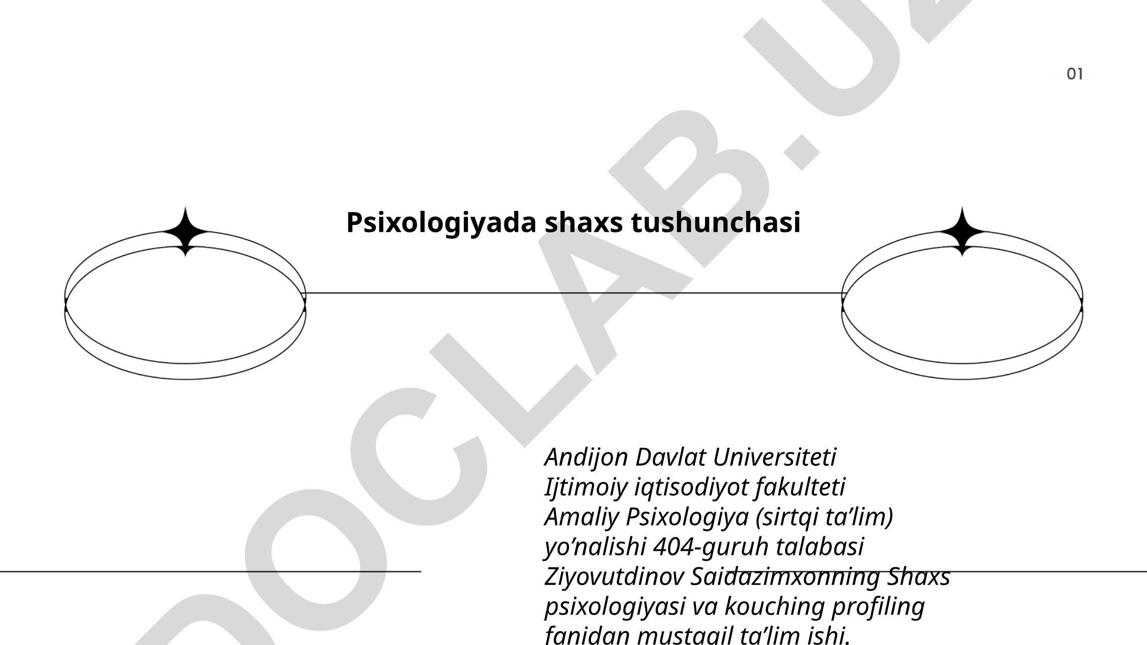 Psixologiyada shaxs tushunchasi