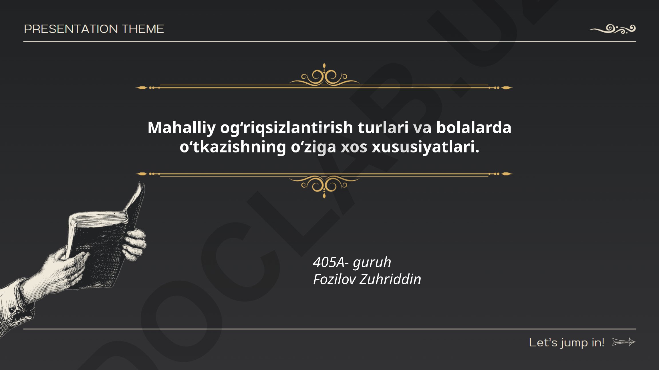 Mahalliy og'riqsizlantirish turlari va bolalarda o'tkazishning o'ziga xos xususiyatlari