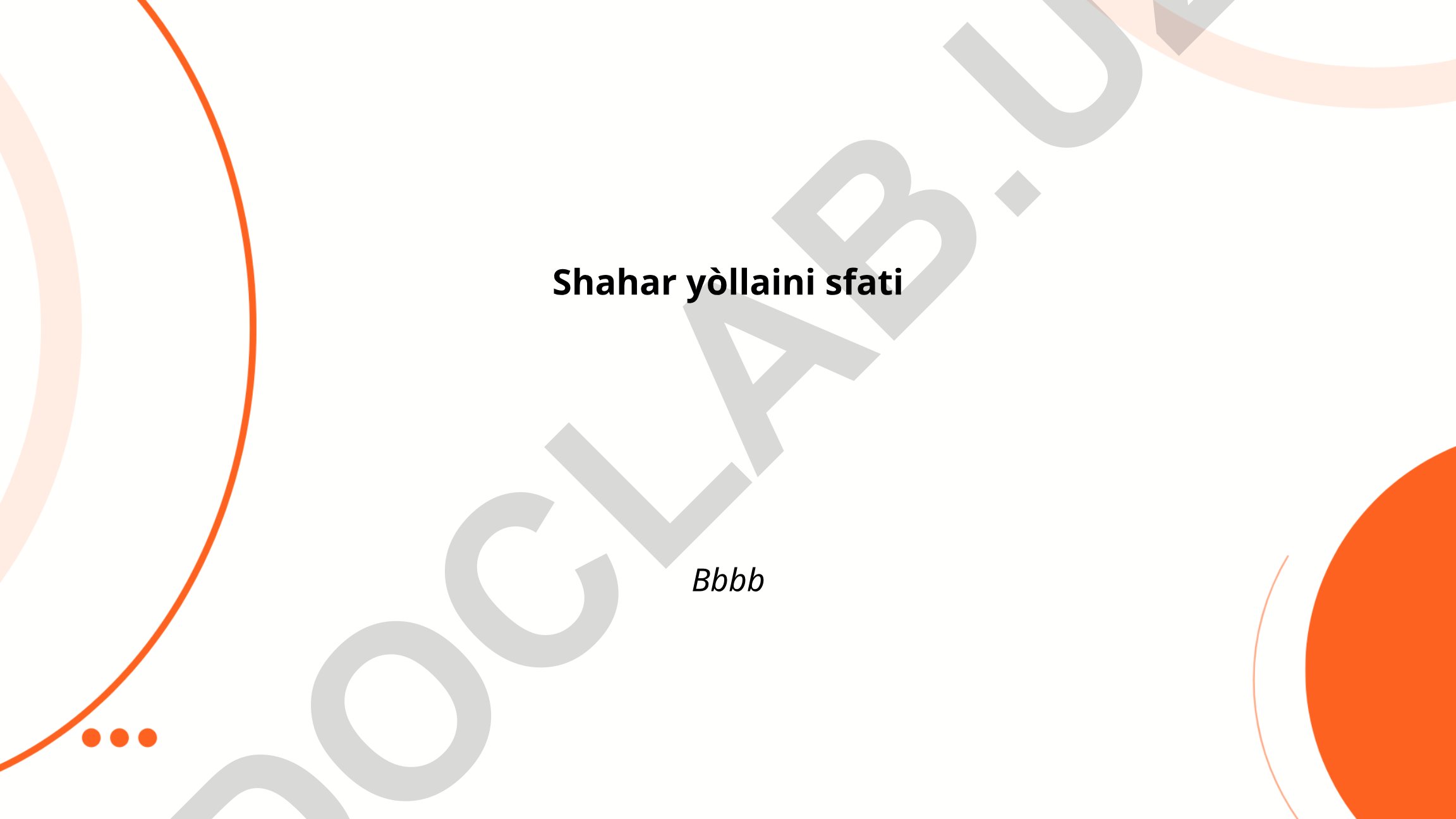 Shahar yo'llarining xavfsizligi va harakat qoidalari
