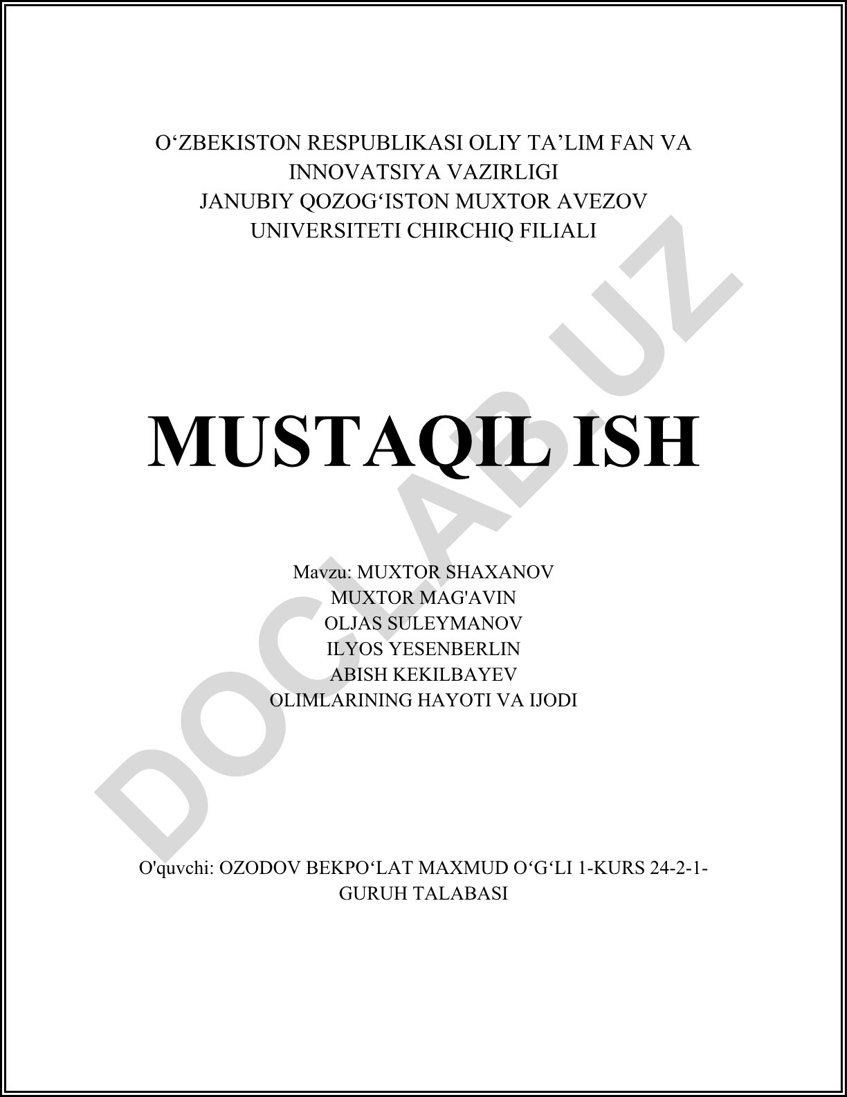 Muxtor Shaxanov va Muxtor Mag'avin oljalari hayoti va ijodi