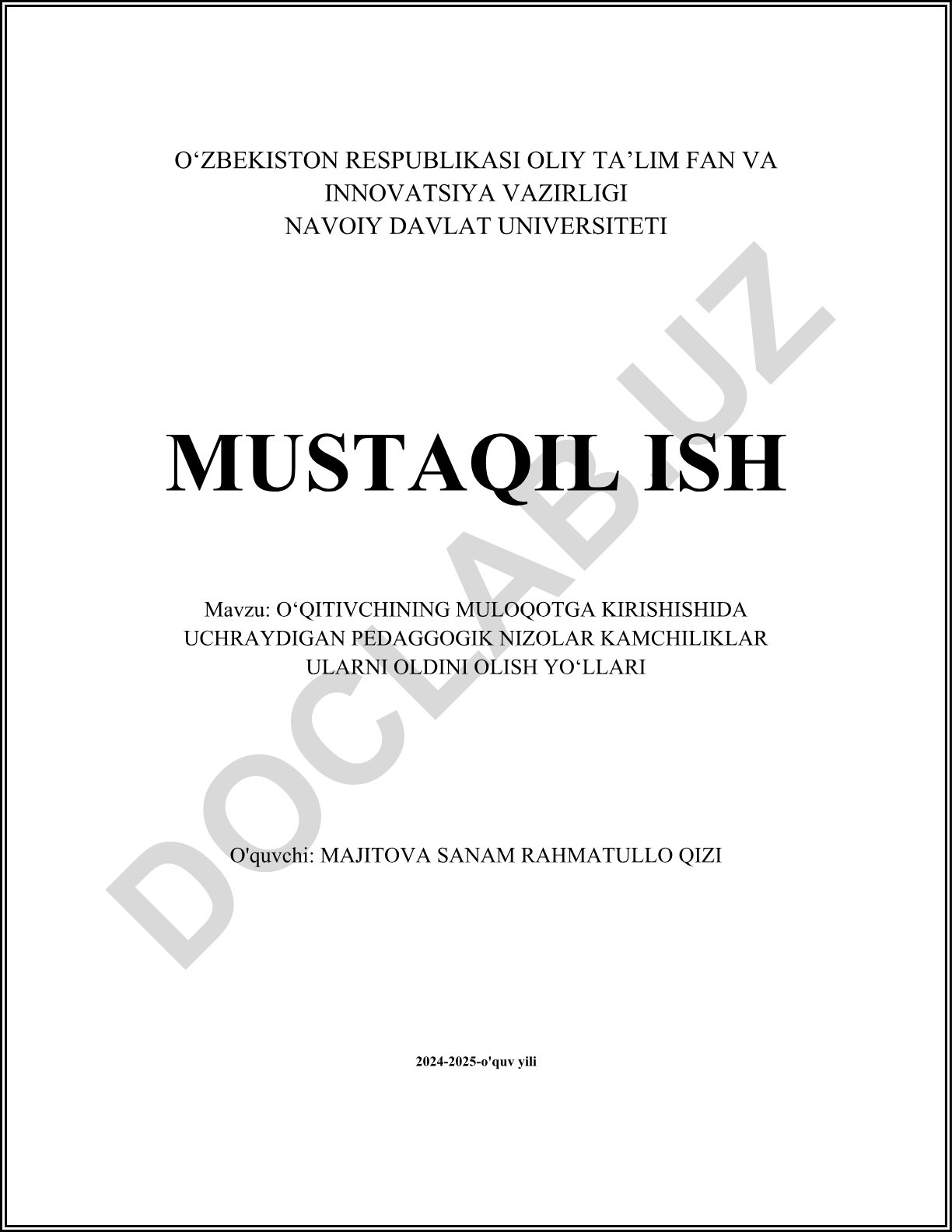 O‘qituvchining muloqotga kirishishida uchraydigan pedagogik nizolar kamchiliklar ularni oldini olish yo‘llari