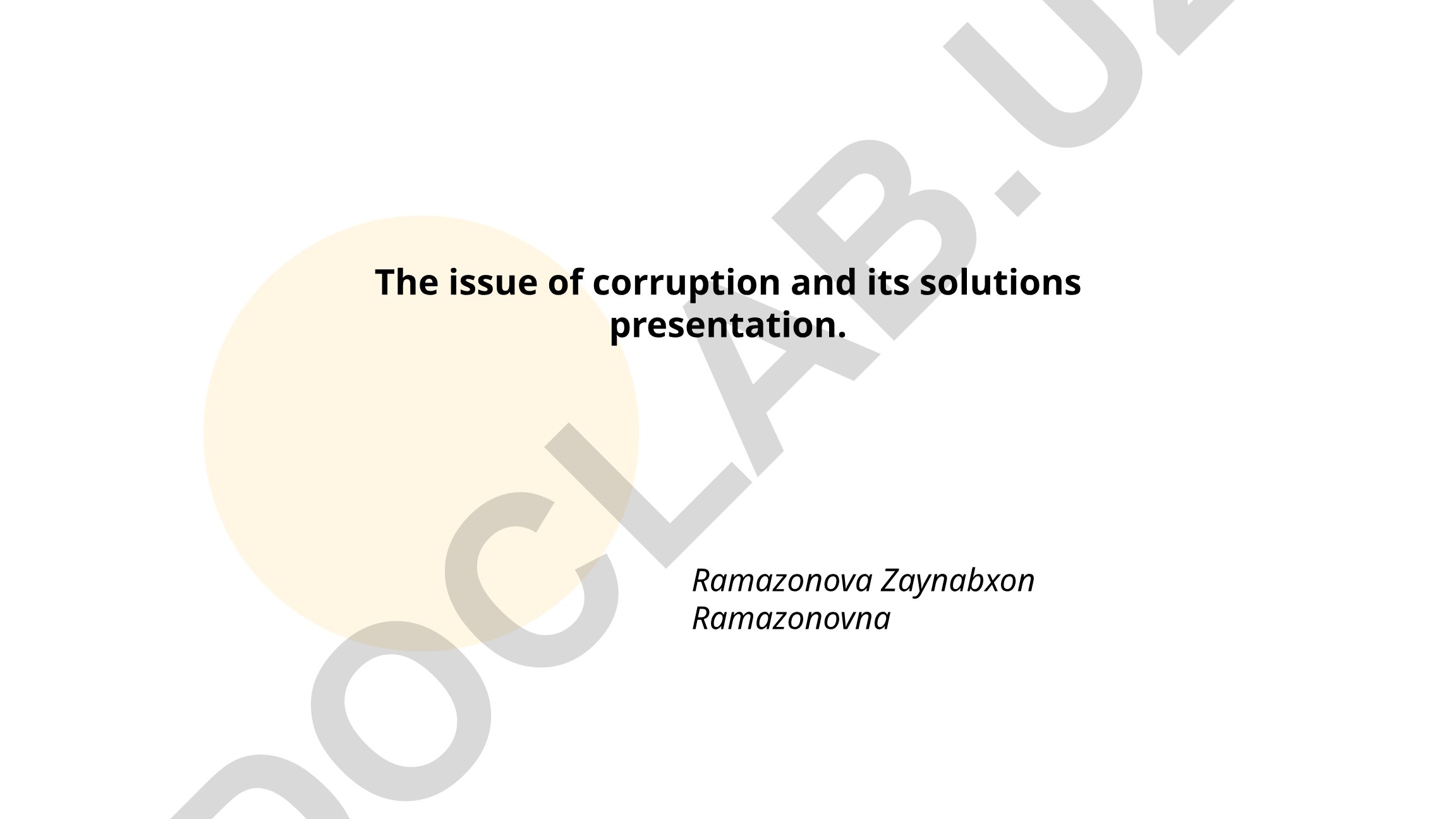 The issue of corruption and its solutions