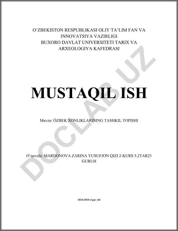 O'zbek xonliklarining tashkil topishi