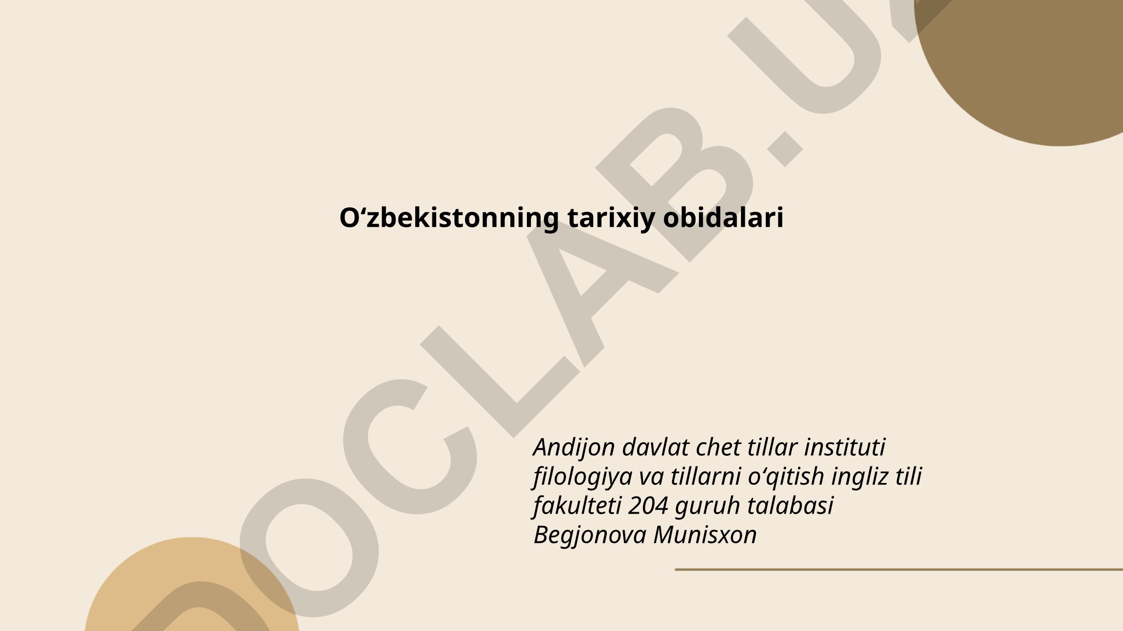 O'zbekistonning tarixiy obidalari