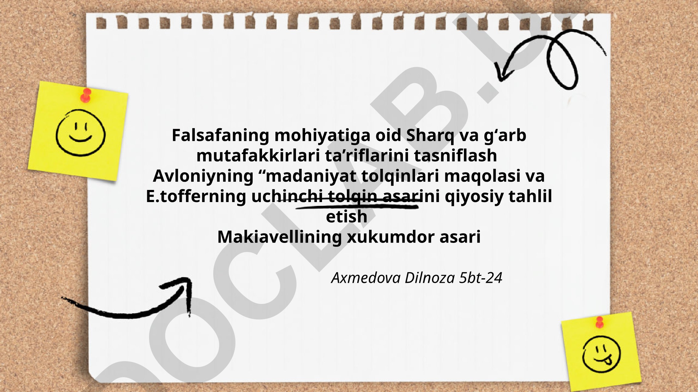 Falsafaning mohiyatiga oid Sharq va g'arb mutafakkirlari ta'riflarini tasniflash
