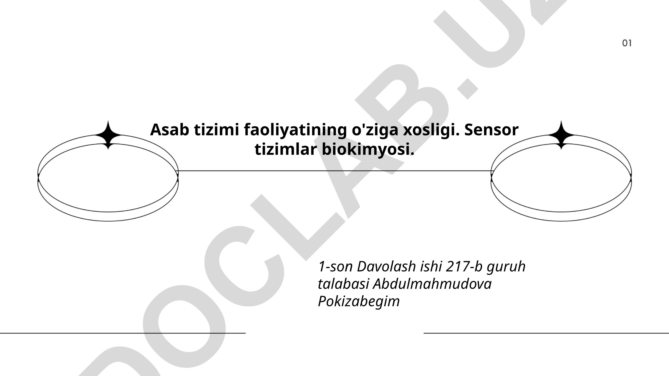 Asab tizimi faoliyatining o'ziga xosligi va sensor tizimlar biokimyosi