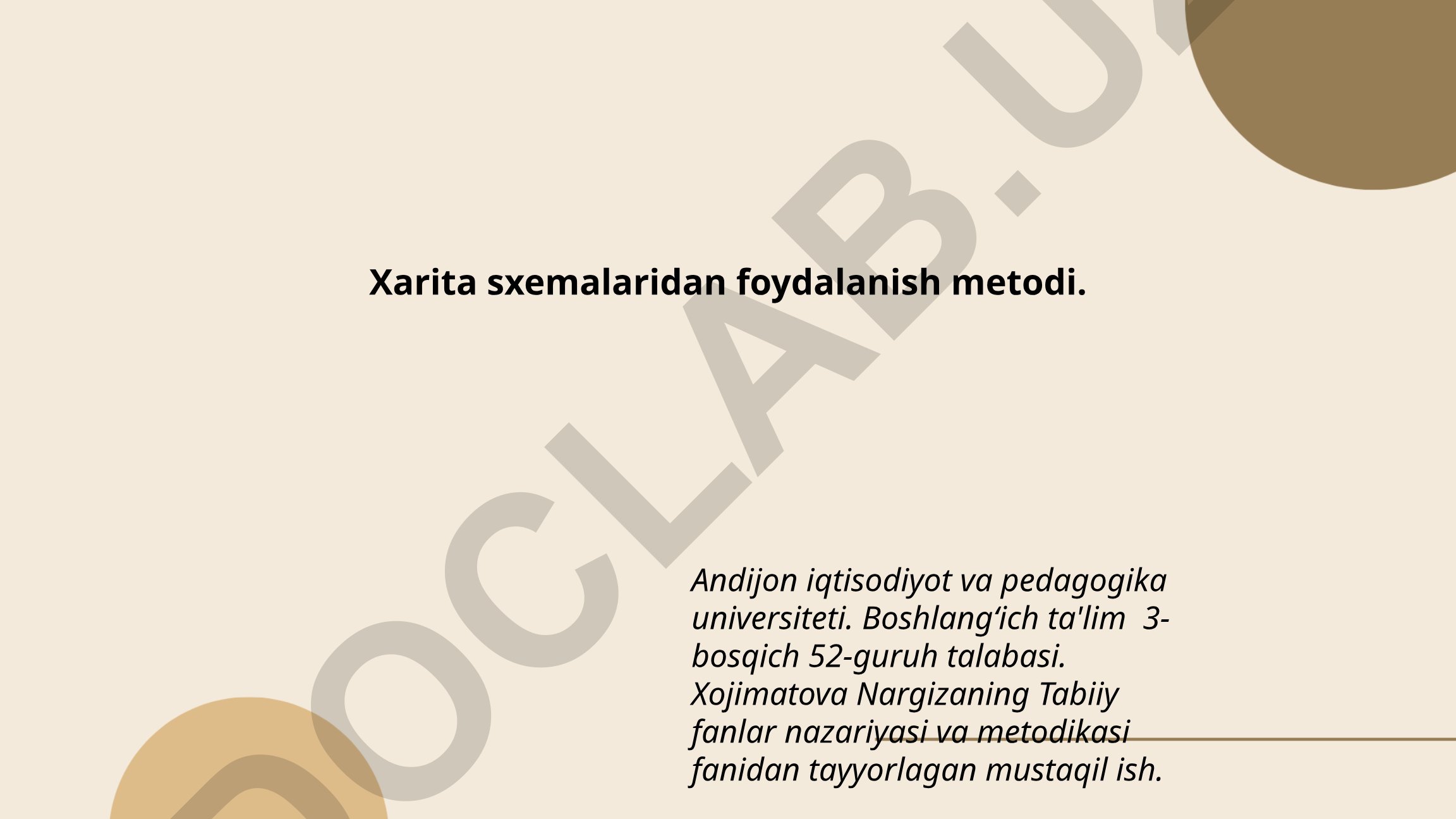 Xarita sxemalaridan foydalanish metodi