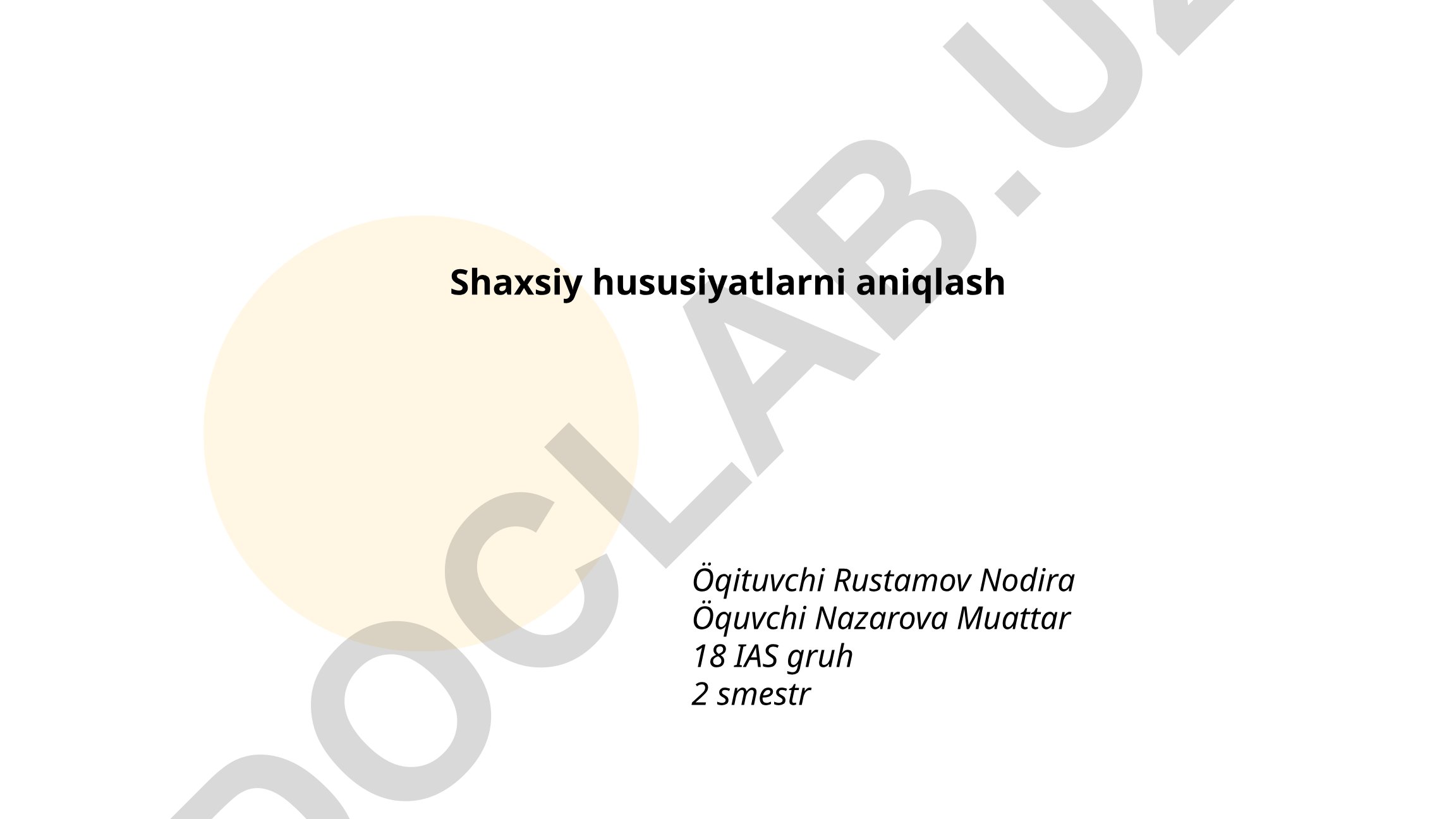 Shaxsiy hususiyatlarni aniqlash