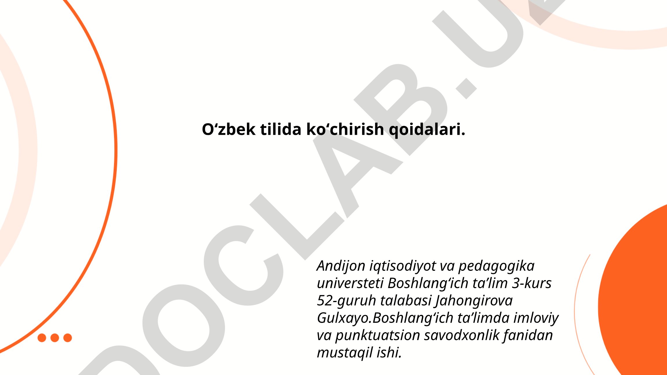 O'zbek tilida ko'chirish qoidalari