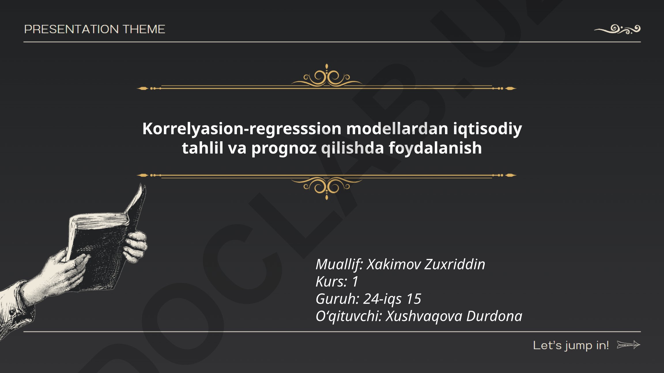Korrelyasion-regresssion modellardan iqtisodiy tahlil va prognoz qilishda foydalanish