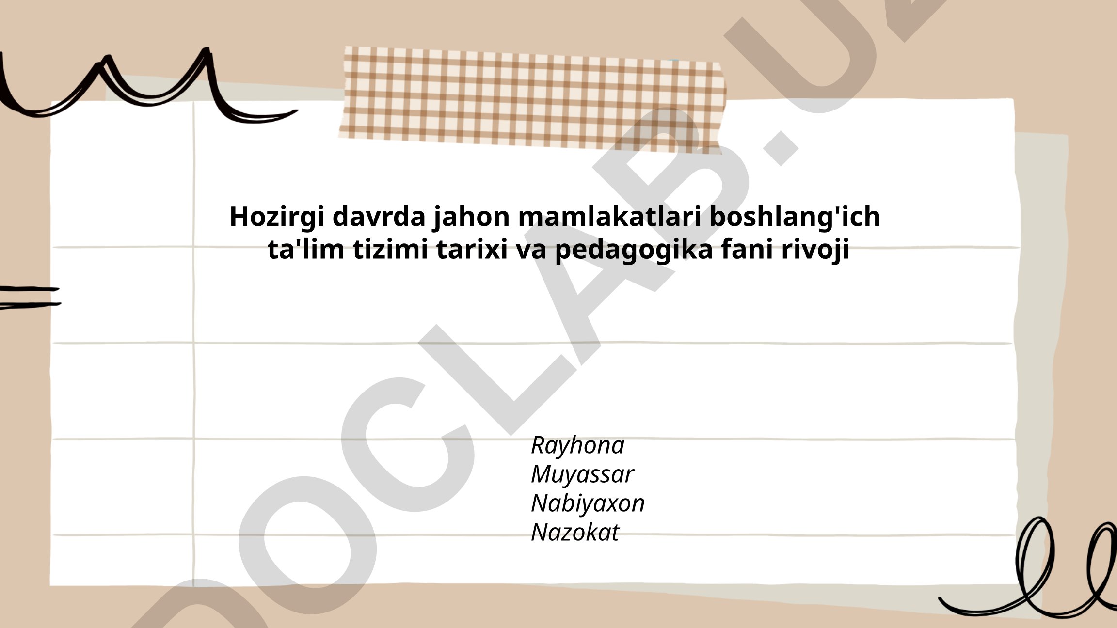 Jahon mamlakatlarida boshlang'ich ta'lim tizimi tarixi va pedagogika fani rivoji