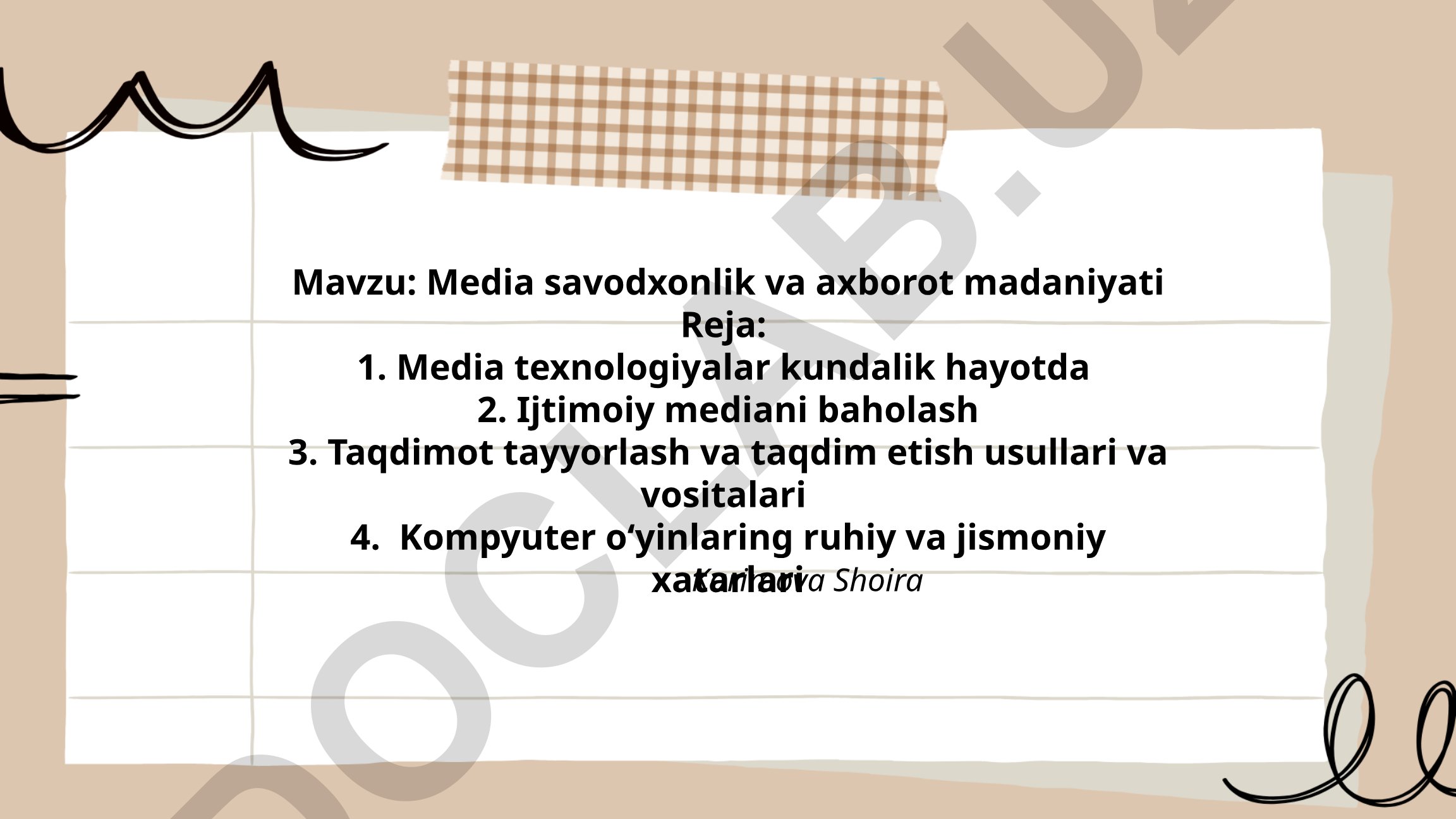 Media savodxonlik va axborot madaniyati
