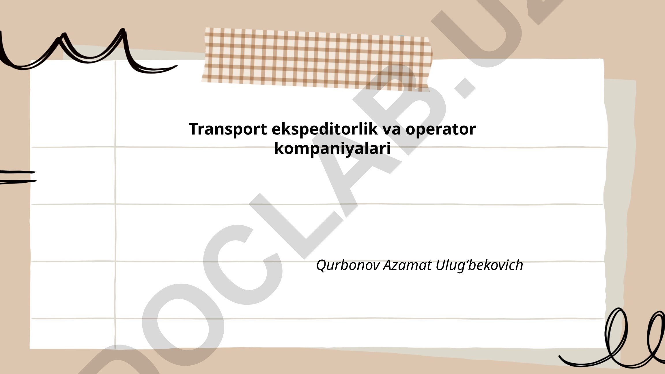 Transport ekspeditorlik va operator kompaniyalari