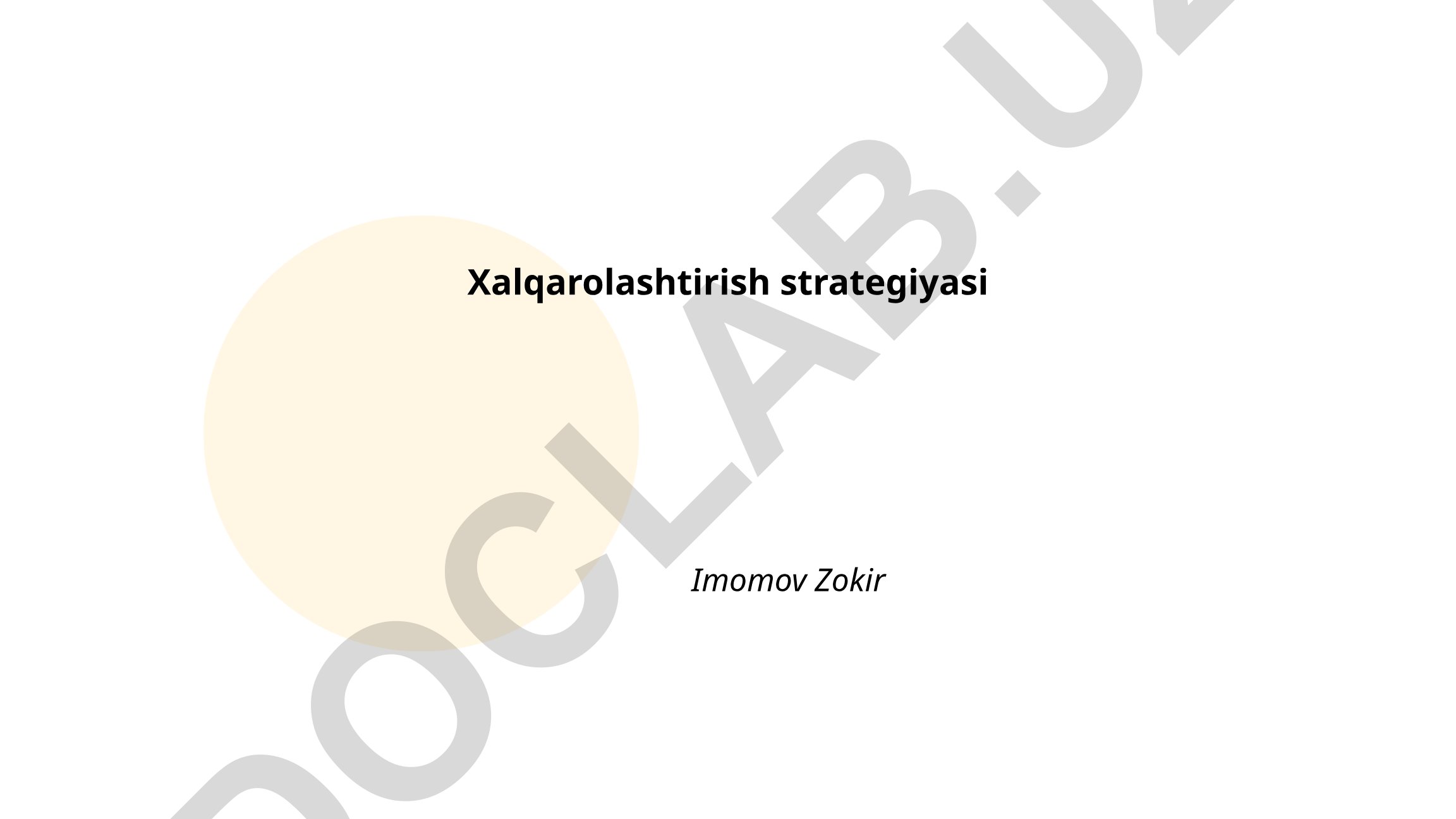 Xalqarolashtirish strategiyasi