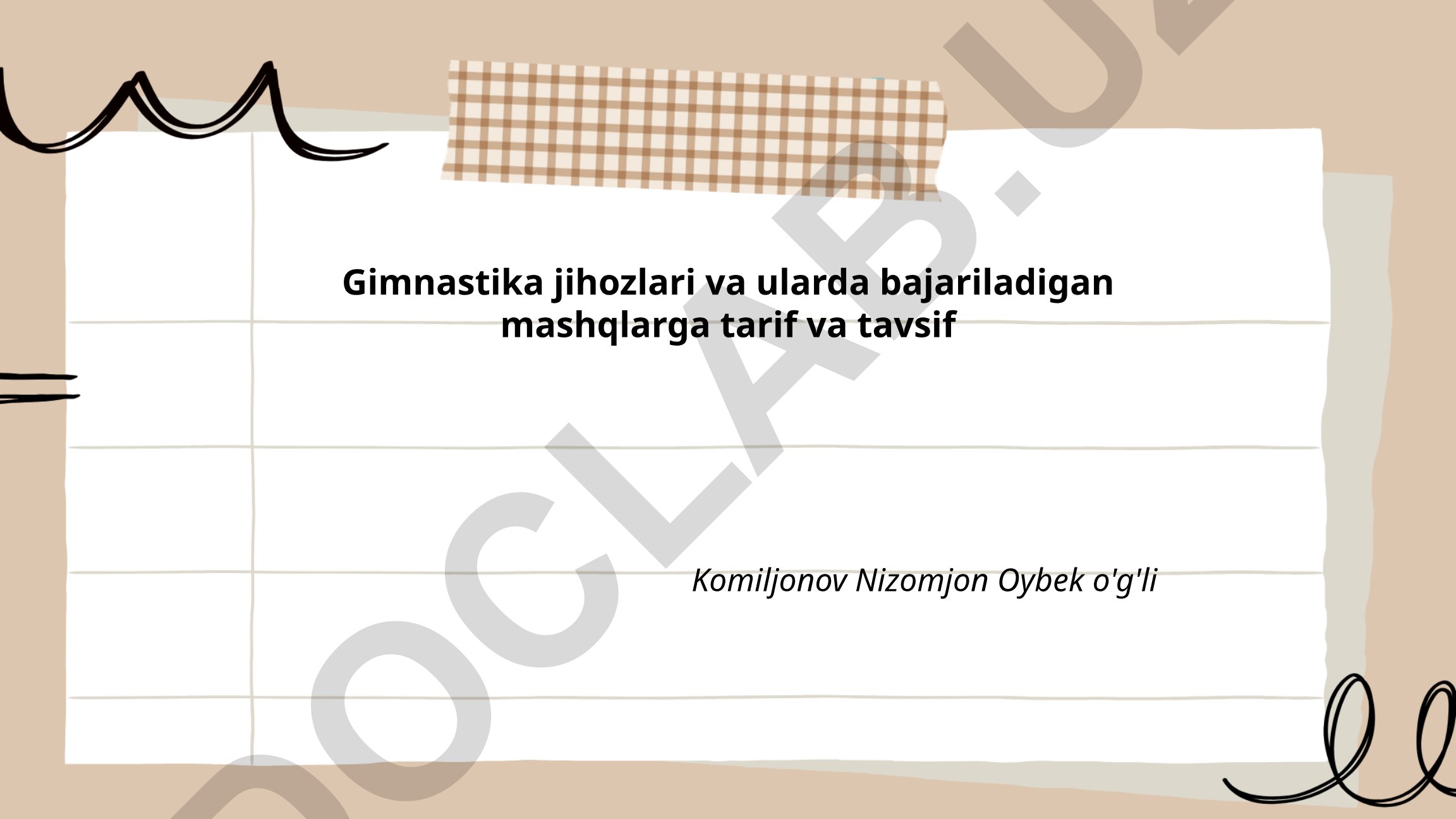 Gimnastika jihozlari va ularda bajariladigan mashqlar