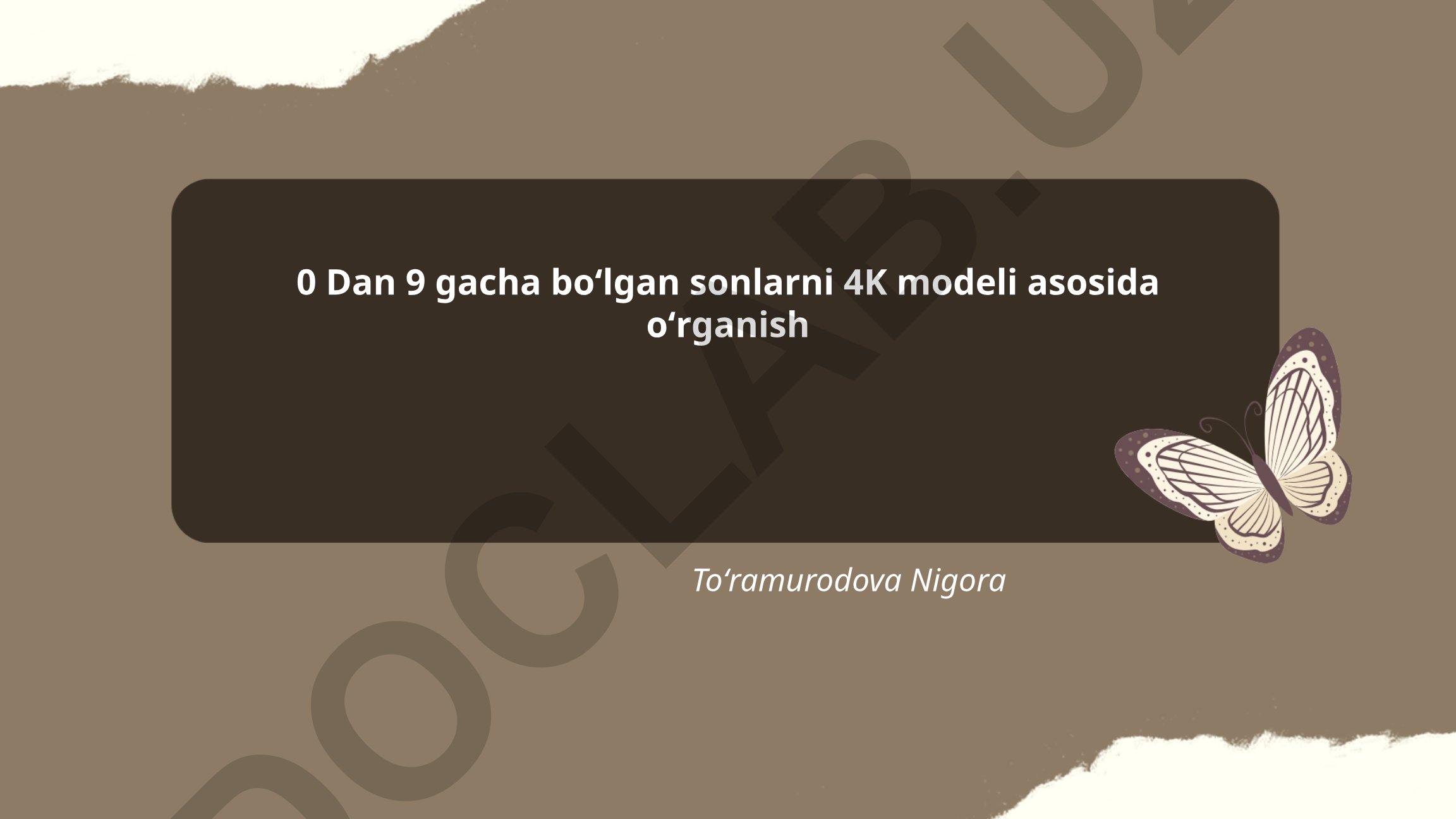 0 dan 9 gacha boʻlgan sonlarni 4K modeli asosida oʻrganish