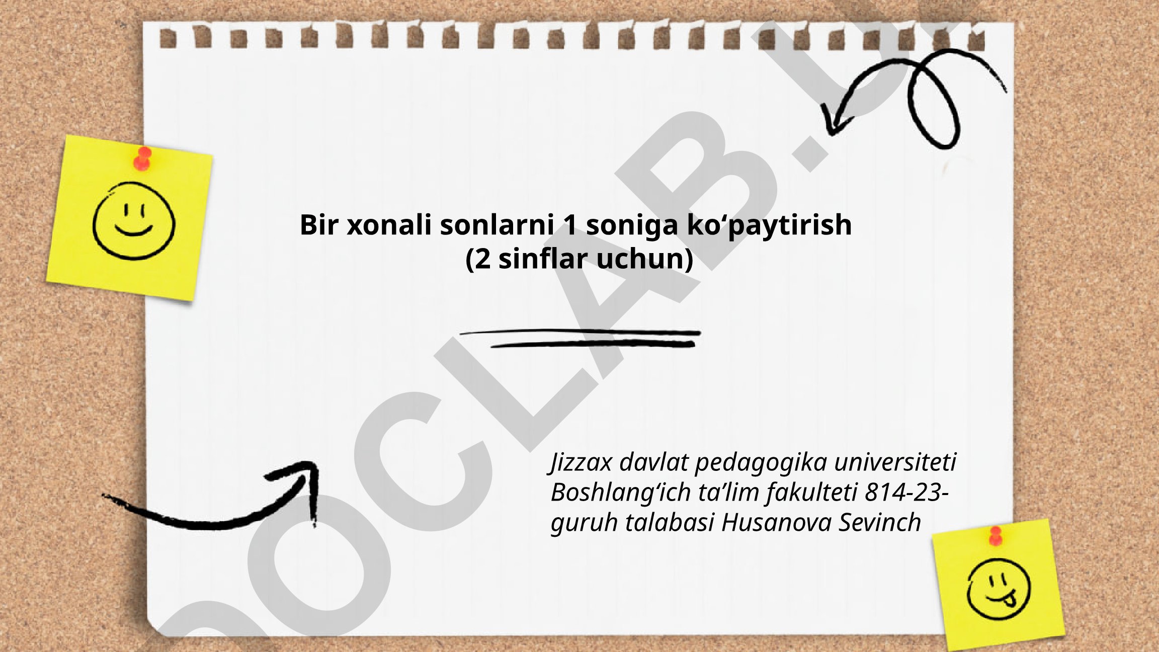 Bir xonali sonlarni 1 soniga koʻpaytirish (2-sinf)