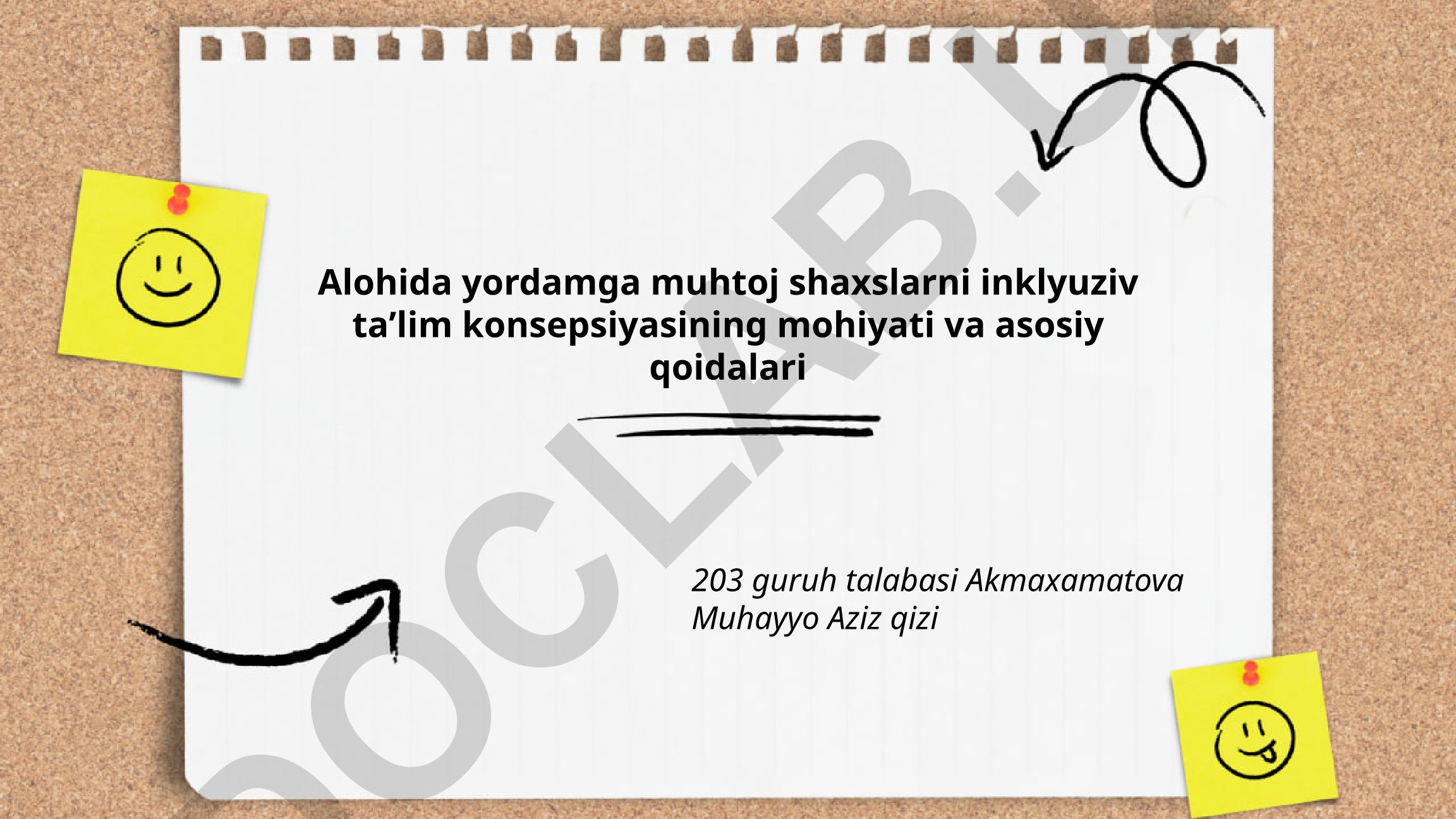 Alohida yordamga muhtoj shaxslarni inklyuziv taʼlim konsepsiyasining mohiyati va asosiy qoidalari