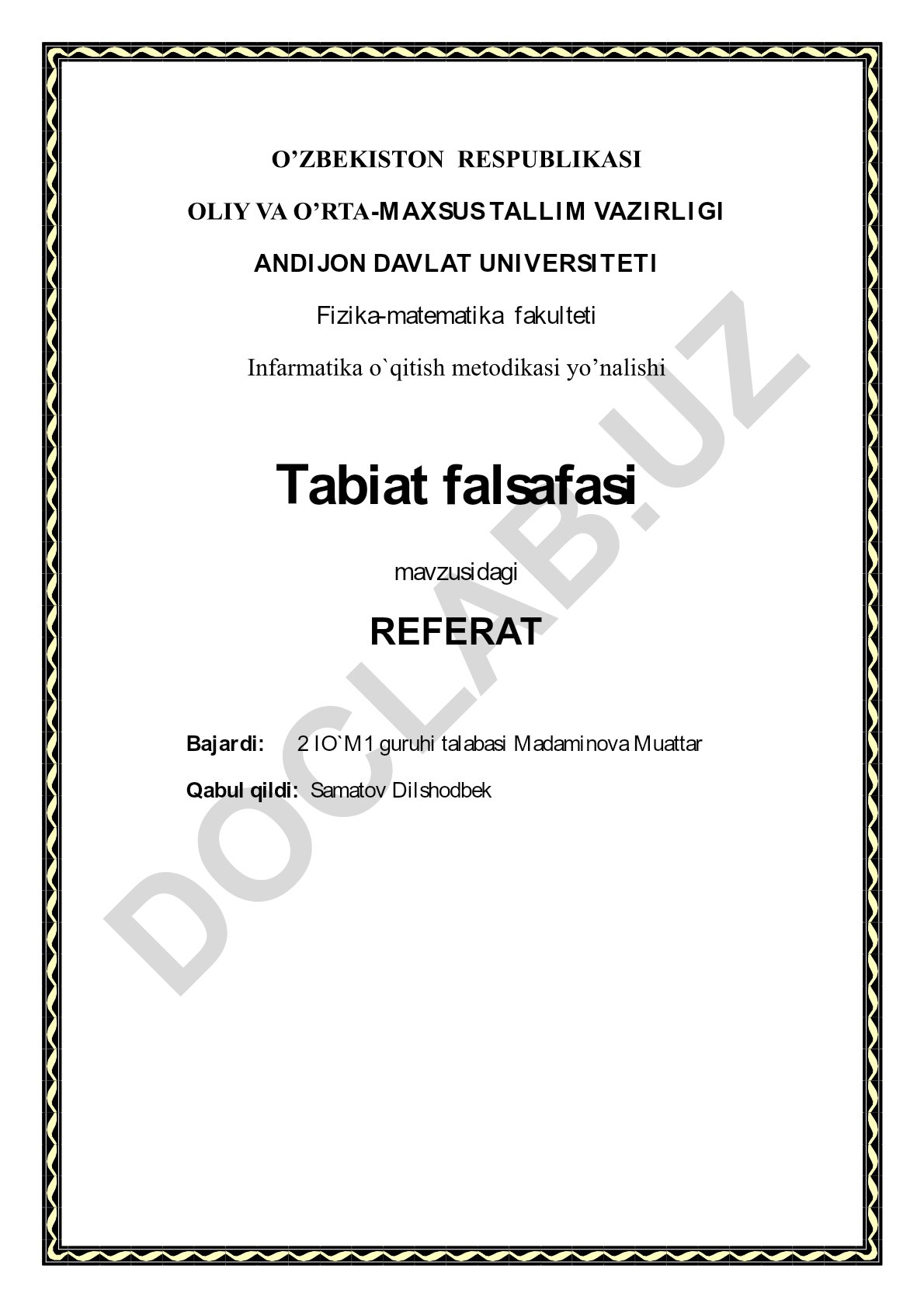 Tabiat falsafasi