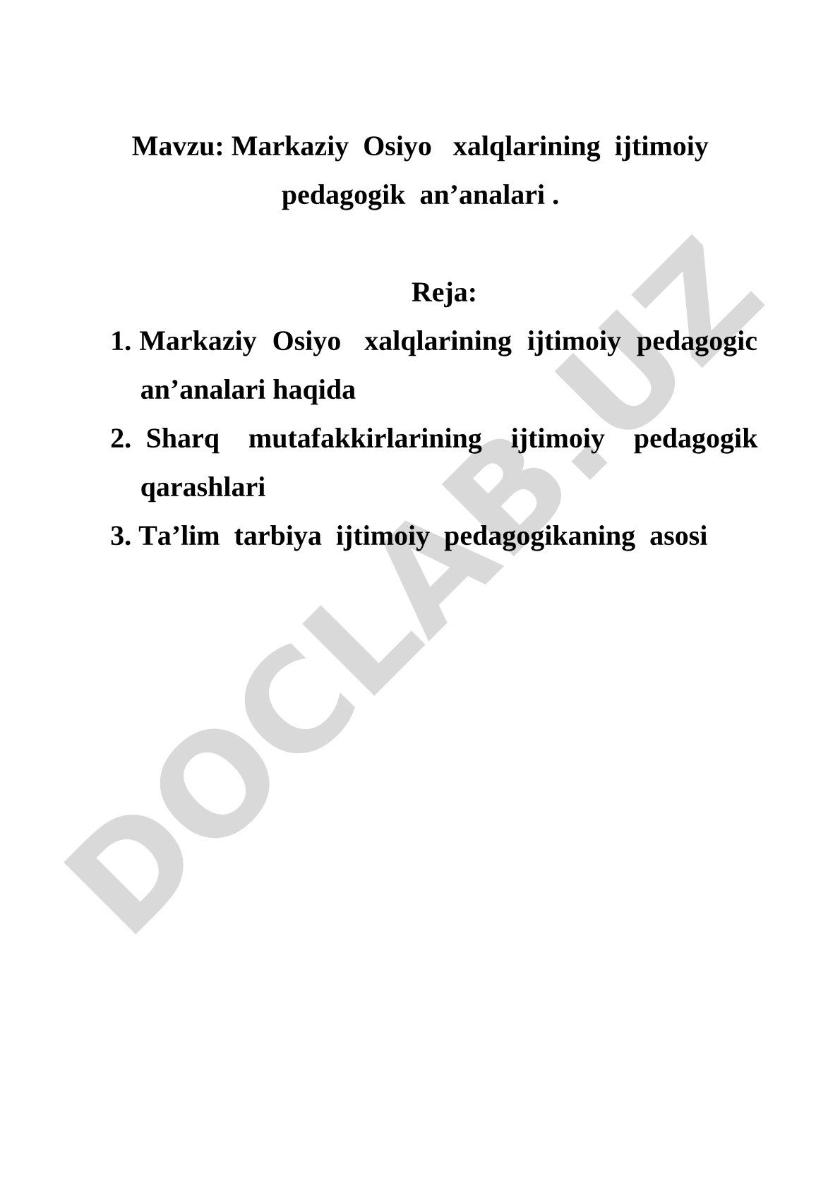 Markaziy Osiyo xalqlarining ijtimoiy pedagogik an’analari