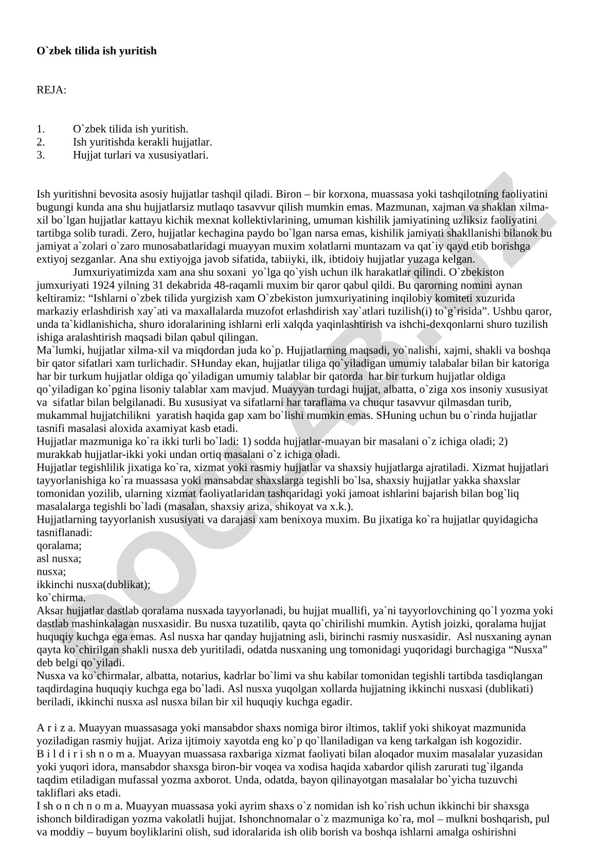 O'zbek tilida ish yuritish