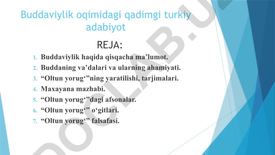 Buddaviylik oqimidagi qadimgi turkiy adabiyot