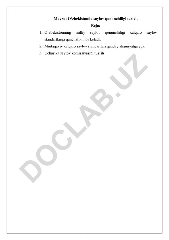 Oʻzbekistonda saylov qonunchiligi tarixi