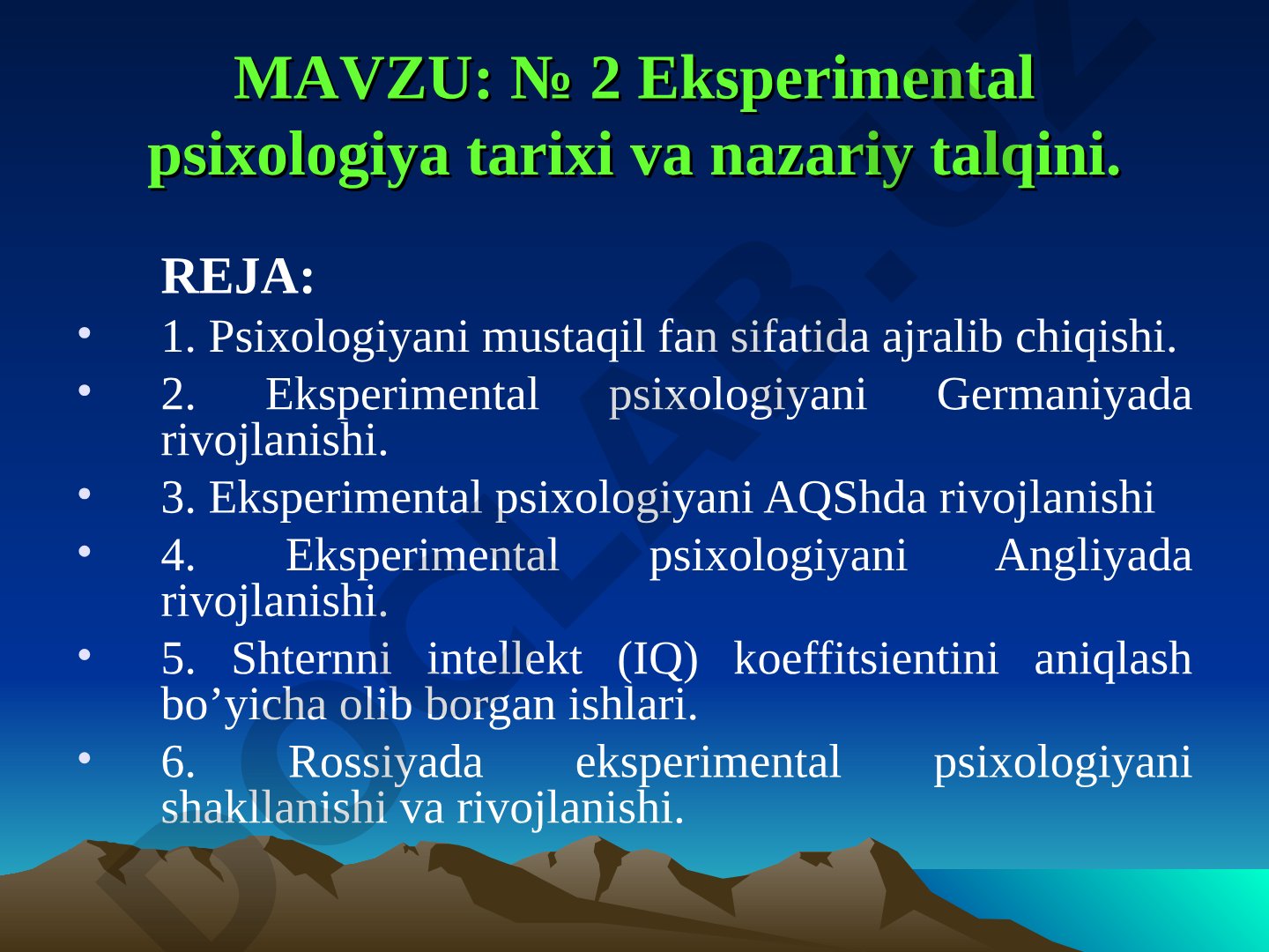 Eksperimental psixologiya tarixi va nazariy talqini