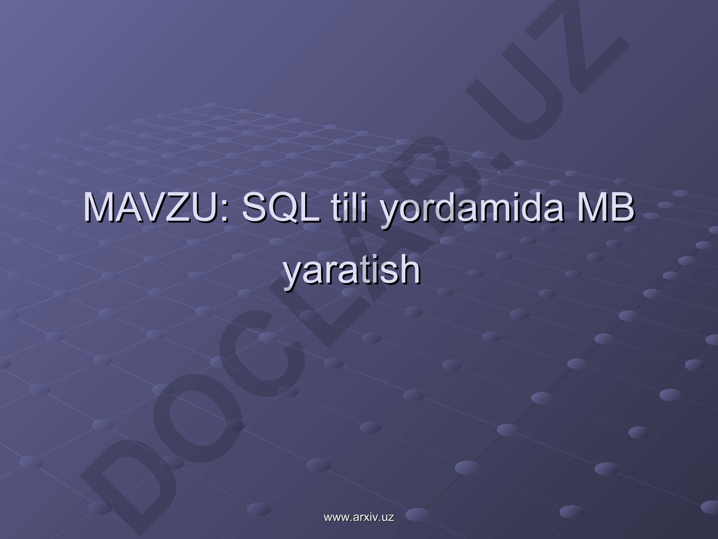 SQL tili yordamida ma'lumotlar bazasini boshqarish tizimi