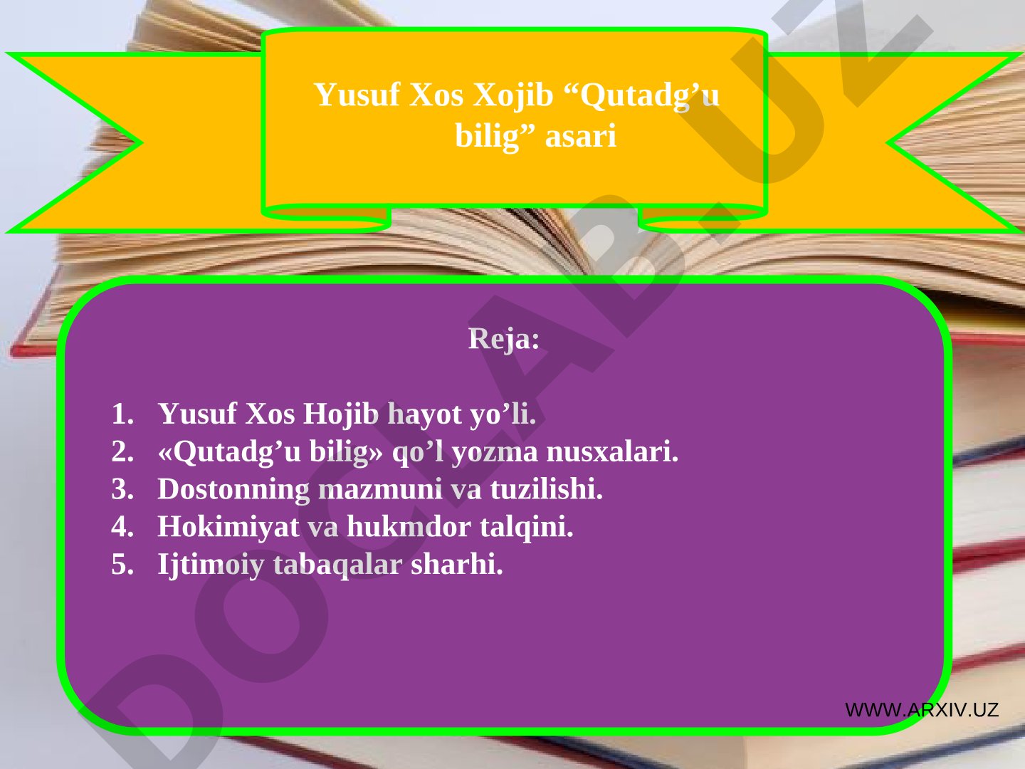 Yusuf Xos Hojib “Qutadg’u bilig” asari