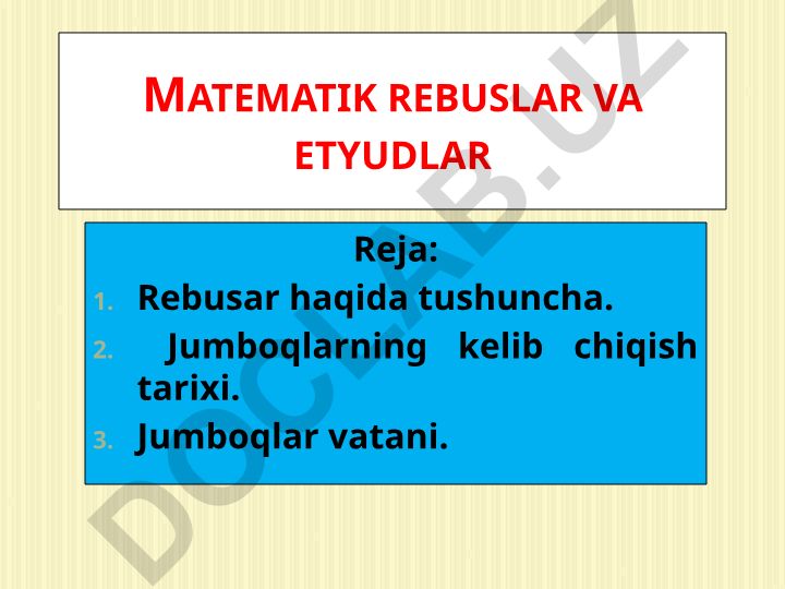 Matematik rebuslar va etyudlar