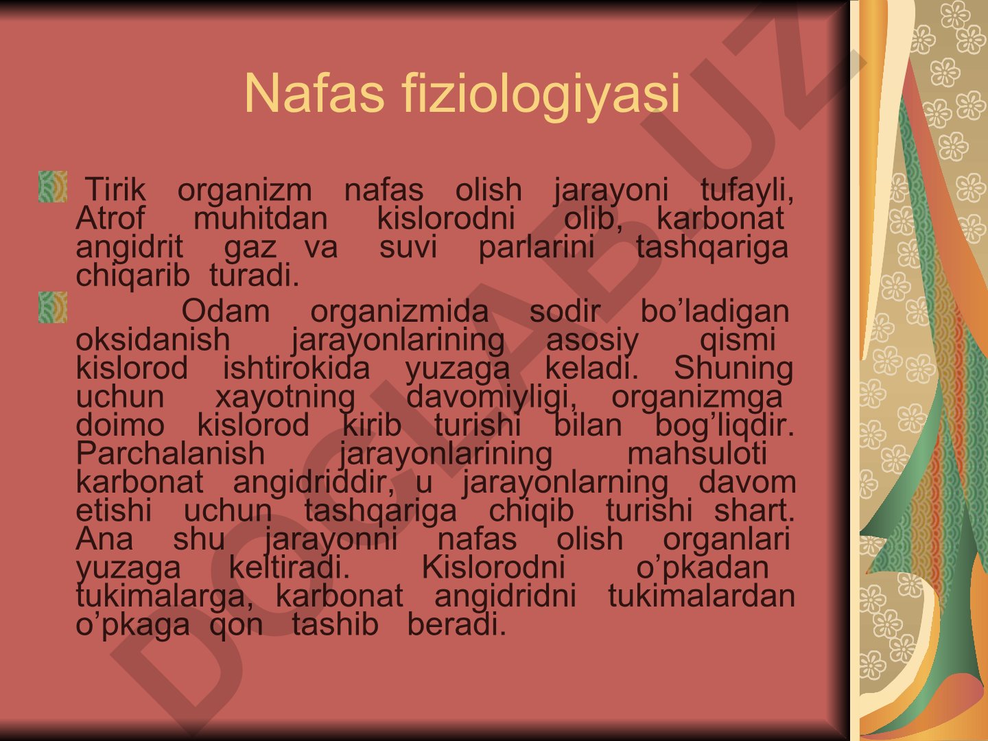 Nafas fiziologiyasi va gazlar almashinuvi